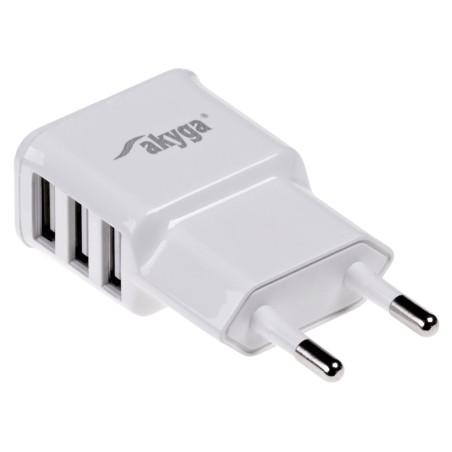 Akyga Síťová USB nabíječka 240V 3100mA 3xUSB bílá