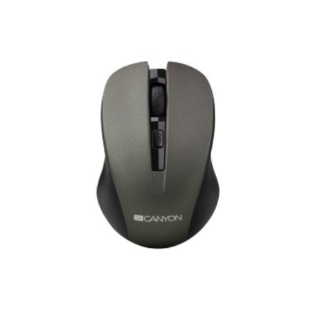 CANYON myš optická bezdrátová CMSW1, nastavitelné rozlišení 800/1000/1200 dpi, 4 tl, USB nano reciever, šedá
