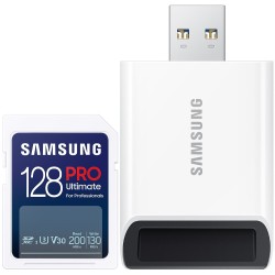 Samsung paměťová karta 128GB PRO ULTIMATE SDXC CL10 U3 V30 (č/z: až 200/130MB/s) + USB adaptér