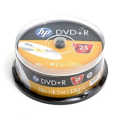 HP DVD+R, 69329, DRE00025-3, 4.7GB, 16x, cake box, 25-pack, bez možnosti potisku, 12cm, pro archivaci dat