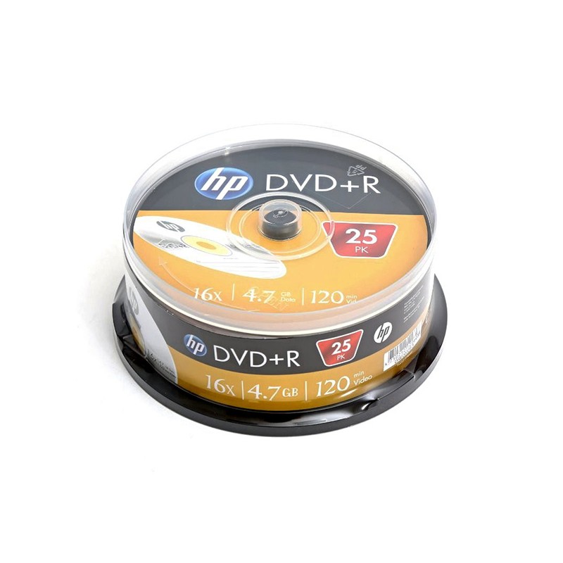 HP DVD+R, 69329, DRE00025-3, 4.7GB, 16x, cake box, 25-pack, bez možnosti potisku, 12cm, pro archivaci dat