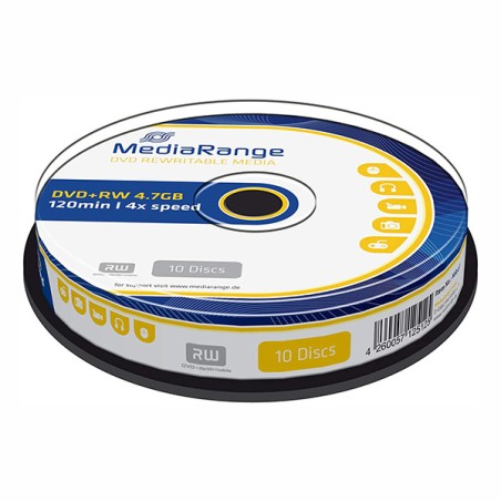 Mediarange DVD+RW, Double Layer Gnkjet Printable, MR451, 4.7GB, 4x, cake box, 10-pack, bez možnosti potisku, 12cm, pro