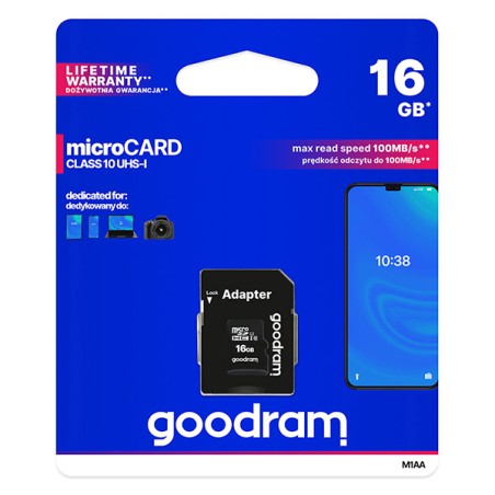 GOODRAM MicroSDHC karta 16GB M1AA, UHS-I Class 10, U1 + adaptér