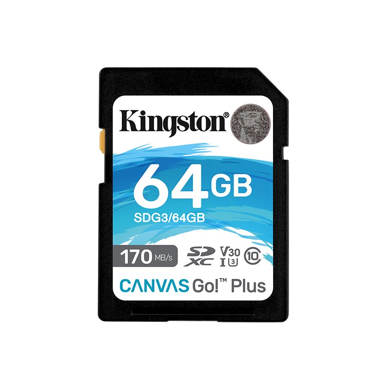 Kingston paměťová karta Canvas Go! Plus, 64GB, SDXC, SDG3/64GB, UHS-I U3 (Class 10), V30