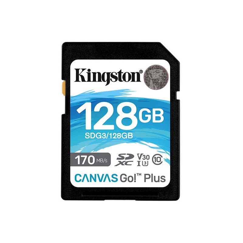 Kingston paměťová karta Canvas Go! Plus, 128GB, SDXC, SDG3/128GB, UHS-I U3 (Class 10), V30