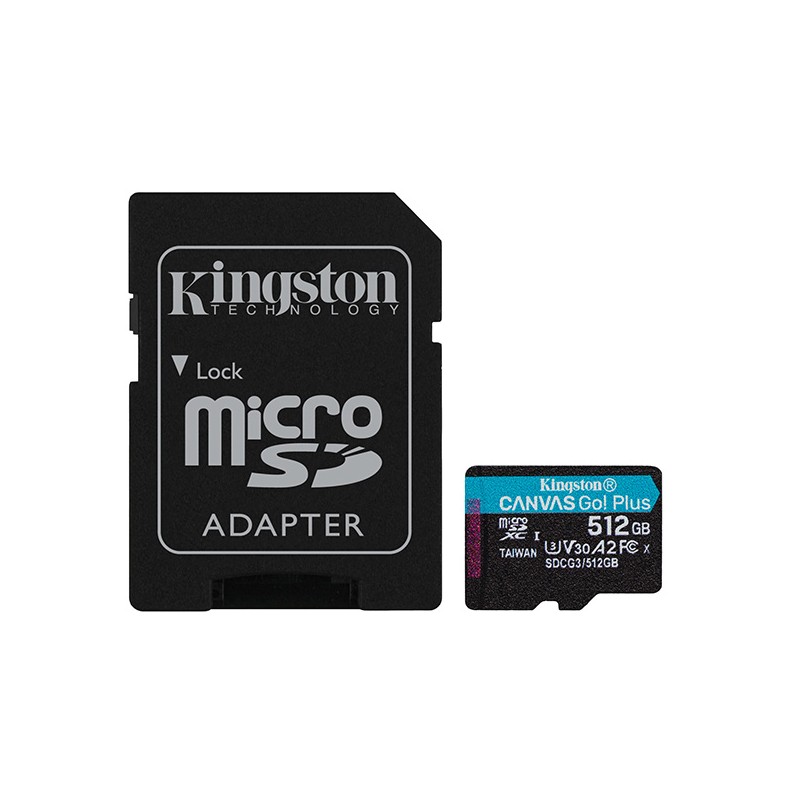 Kingston paměťová karta Canvas Go! Plus, 512GB, micro SDXC, SDCG3/512GB, UHS-I U3, s adaptérem, A2, V30