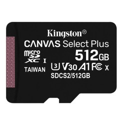 Kingston paměťová karta Canvas Select Plus, 512GB, micro SDXC, SDCS2/512GBSP, UHS-I U1 (Class 10), A1
