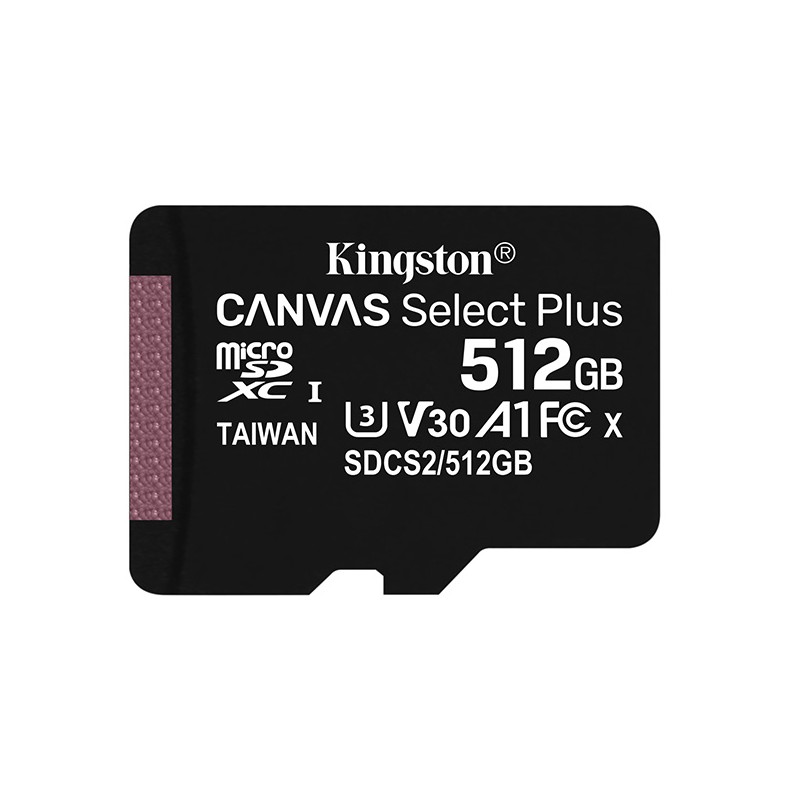 Kingston paměťová karta Canvas Select Plus, 512GB, micro SDXC, SDCS2/512GBSP, UHS-I U1 (Class 10), A1
