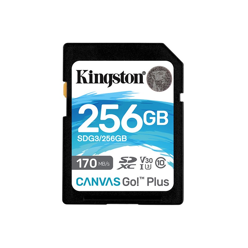 Kingston paměťová karta Canvas Go! Plus, 256GB, SDXC, SDG3/256GB, UHS-I U3 (Class 10), V30