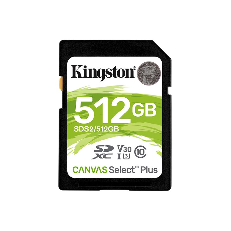 Kingston paměťová karta Canvas Select Plus, 512GB, SDXC, SDC2/512GB, UHS-I U3 (Class 10), A1
