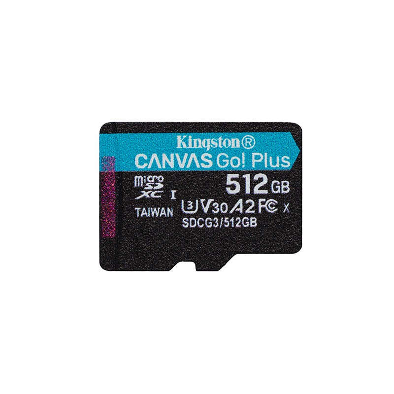 Kingston paměťová karta Canvas Go! Plus, 512GB, micro SDXC, SDCG3/2512GBSP, UHS-I U3, A2, V30
