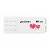 Goodram USB flash disk, USB 2.0, 64GB, UME2, VALENTINE, bílý, UME2-0640W0R11-V, USB A, s krytkou VALENTINE