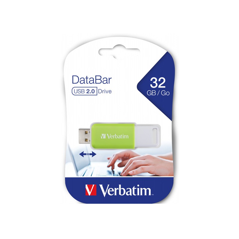 Verbatim USB flash disk, USB 2.0, 32GB, DataBar, zelený, 49454, pro archivaci dat