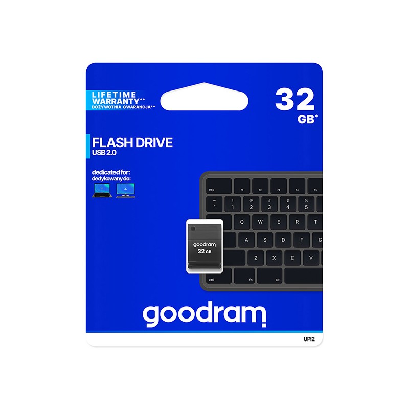 Goodram USB flash disk, USB 2.0, 32GB, UPI2, černý, UPI2-0320K0R11, USB A, s krytkou