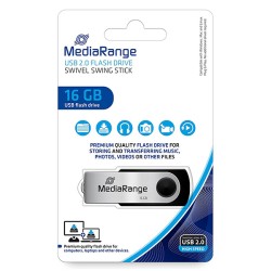 MediaRange USB flash disk, USB USB 2.0, 16GB, černý, MR910, USB A, swivel