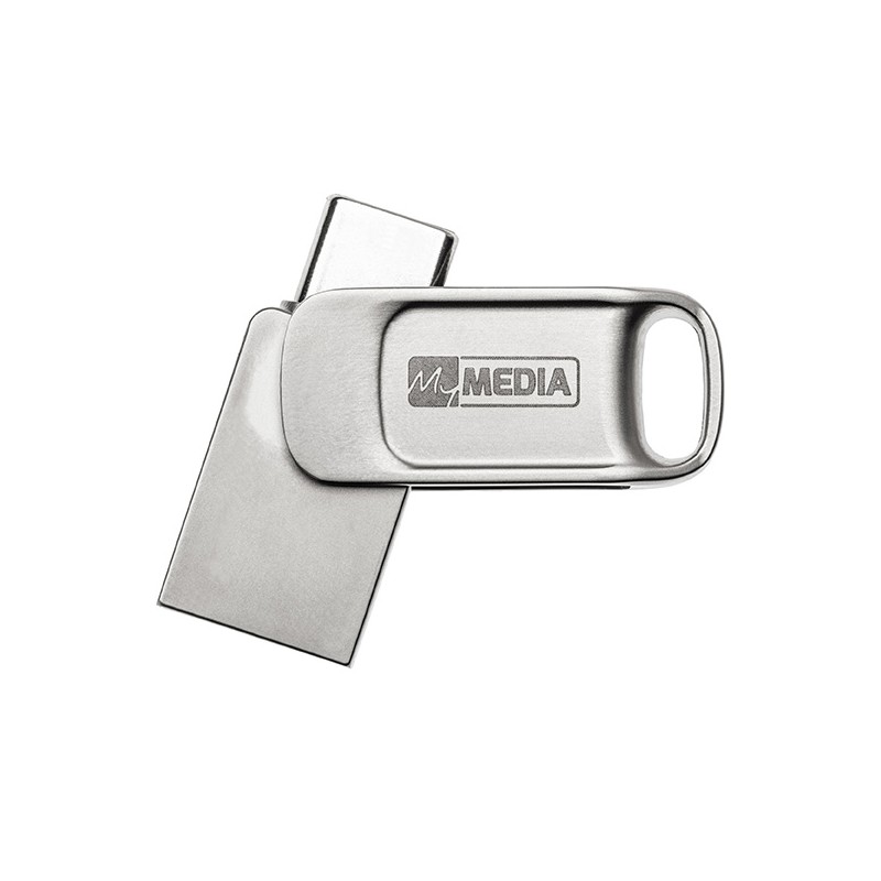 MyMedia MyDual USB 2.0, USB 2.0, 64GB, stříbrný, 69267, USB A / USB C, s krytkou