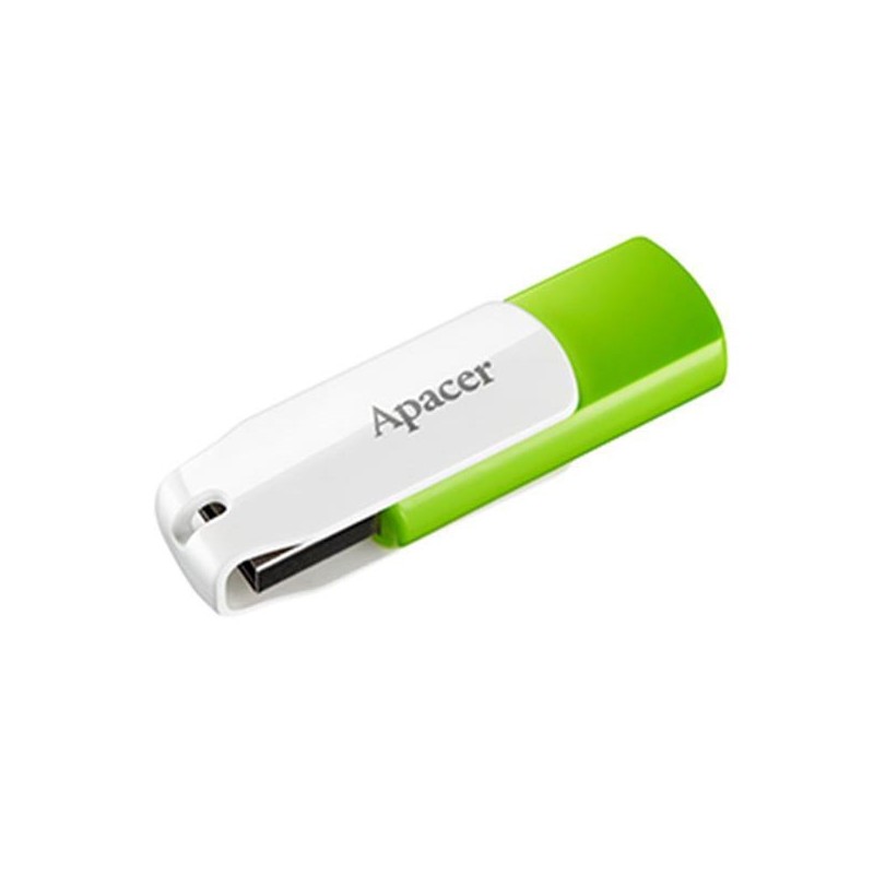 Apacer USB flash disk, USB 2.0, 64GB, AH335, zelený, AP64GAH335G-1, USB A, s otočnou krytkou