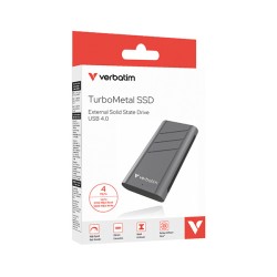 SSD Externí Verbatim TurboMetal SSD, 32023, 4000GB, Nero Backup, Stříbrná, obsahuje USB C, M.2, USB C, 4TB