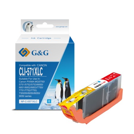 G&G kompatibilní ink s CLI571C XL, NP-C-0CL571XLC, cyan, 10,8ml, ml high capacity