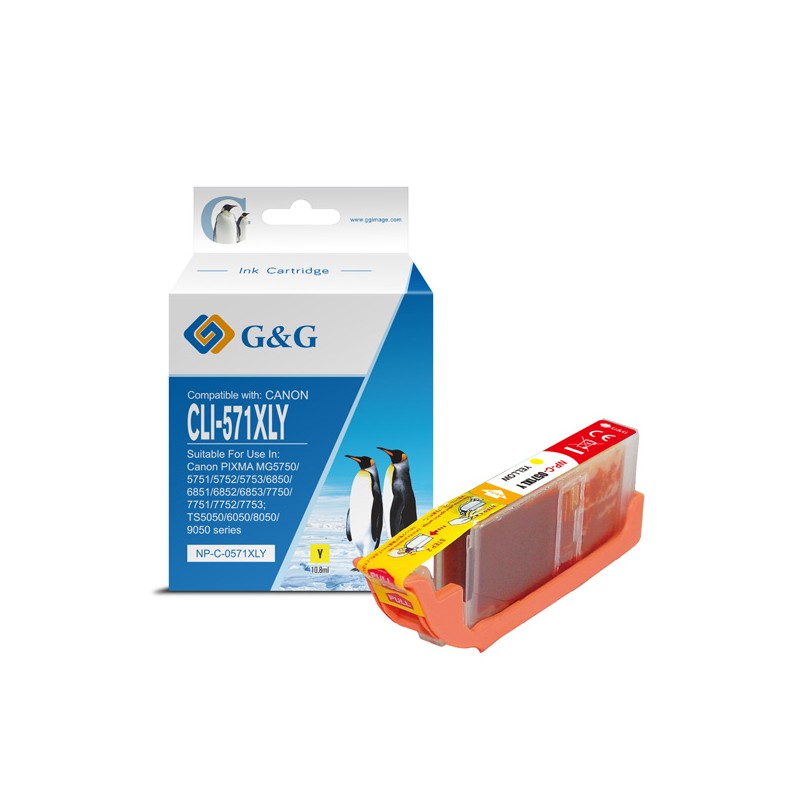 G&G kompatibilní ink s CLI571Y XL, NP-C-0CL571XLY, yellow, 10,8ml, ml high capacity