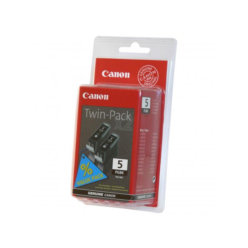 Canon originální ink PGI-5 BK, 0628B025, 0628B030, black, 2ks, 2-pack