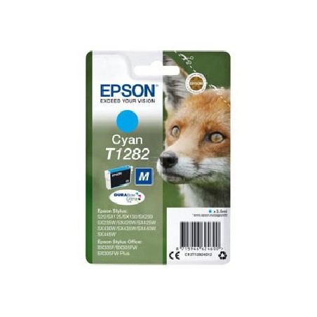 Epson originální ink C13T12824022, T1282, cyan, blistr, 3,5ml