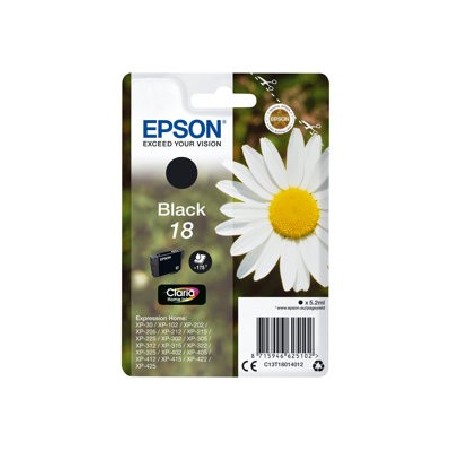 Epson originální ink C13T18014022, T180140, black, blistr, 5,2ml