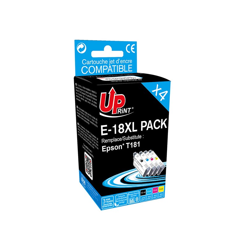 UPrint kompatibilní ink s C13T181, 18XL, E-18XL BK/C/M/Y PACK 4, 1xblack/1xcyan/1xmagenta/1xyellow, 1x12+3x9ml