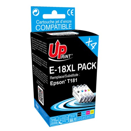 UPrint kompatibilní ink s C13T181, 18XL, E-18XL BK/C/M/Y PACK 4, 1xblack/1xcyan/1xmagenta/1xyellow, 1x12+3x9ml