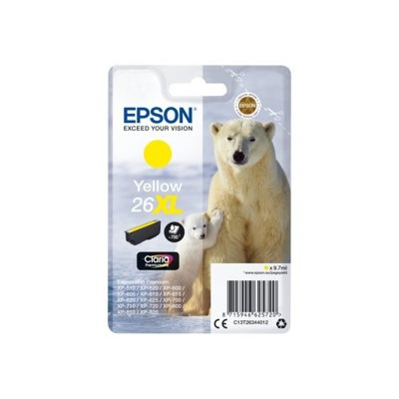 Epson originální ink C13T26344022, T263440, 26XL, yellow, 9,7ml