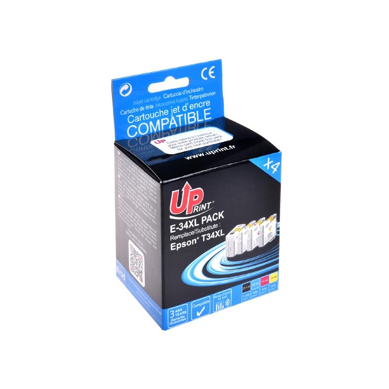 UPrint kompatibilní ink s C13T347, T347, E-34XL PACK, black/cyan/magenta/yellow, 1x1100+3x950str., 1x23,4+3x14ml