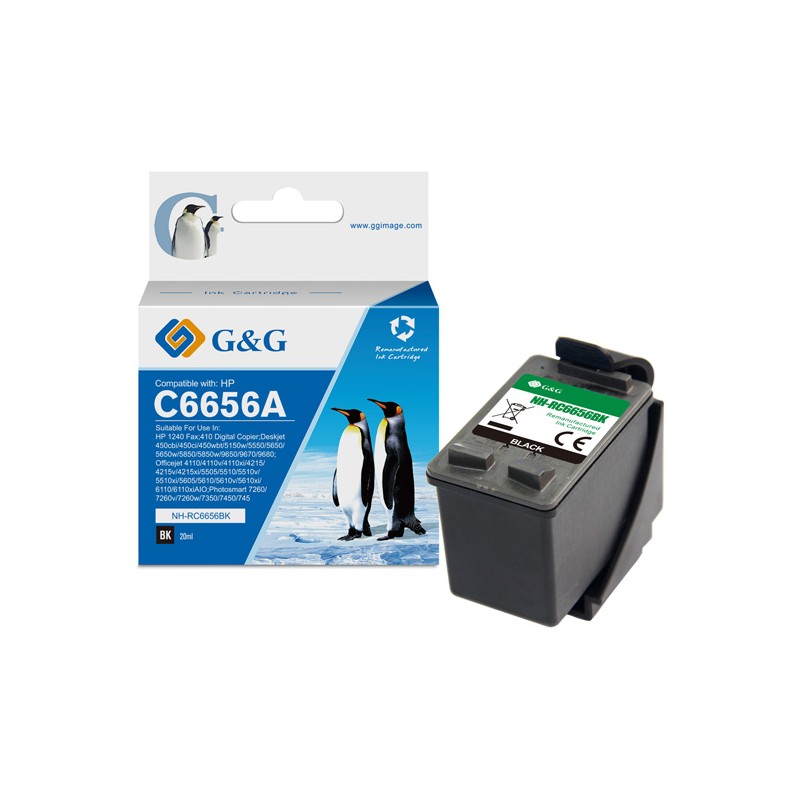 G&G kompatibilní ink s C6656A, HP 56, NH-R6656BK, black, 20ml