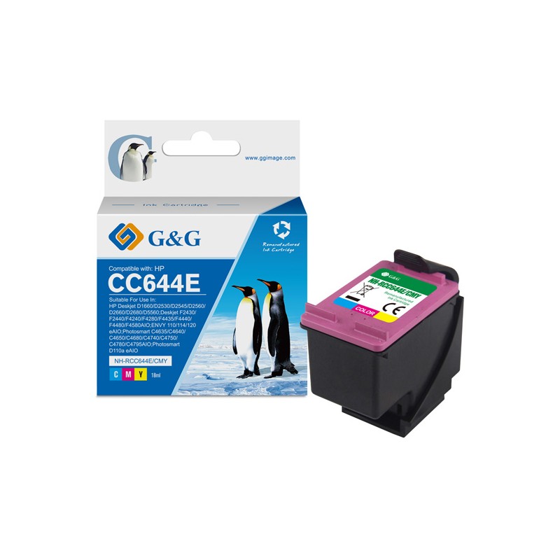 G&G kompatibilní ink s CC644EE, HP 300XL, NH-RC644C/M/Y, color, 18ml, ml