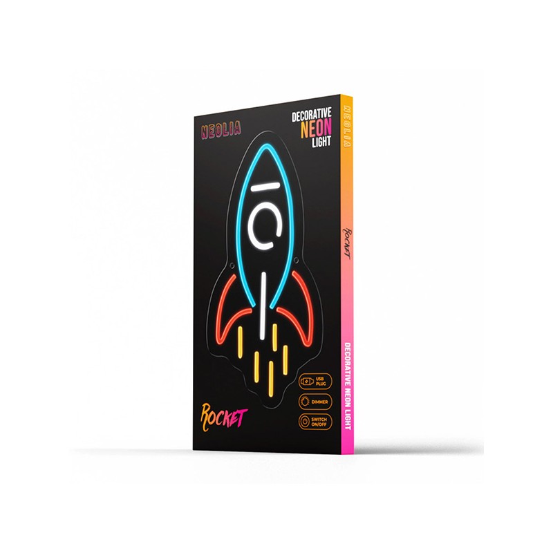 Dekorativní PLEXI LED neon Raketa multicolor