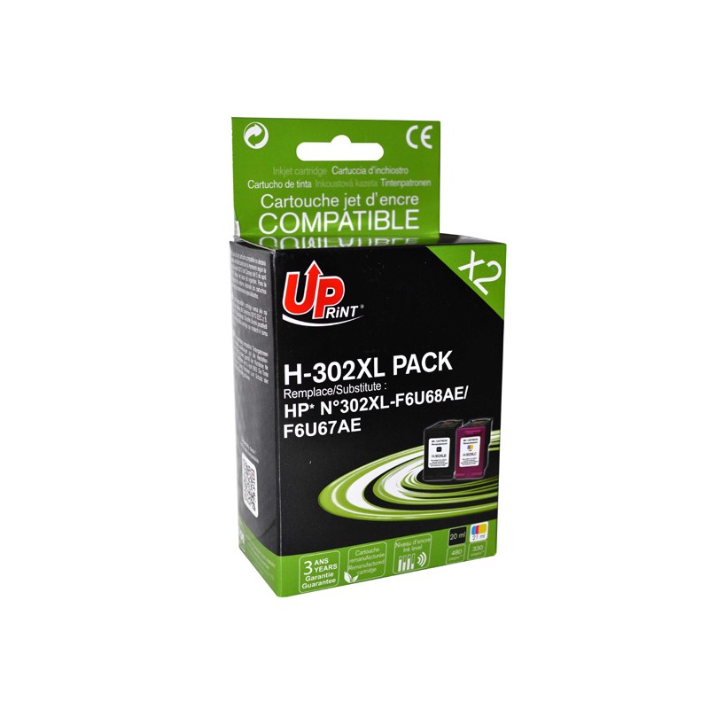 UPrint kompatibilní ink s F6U68AE, F6U67AE, HP 302XL, H-302XL BK/CL PACK, black+color, 600+400str., 20+18ml