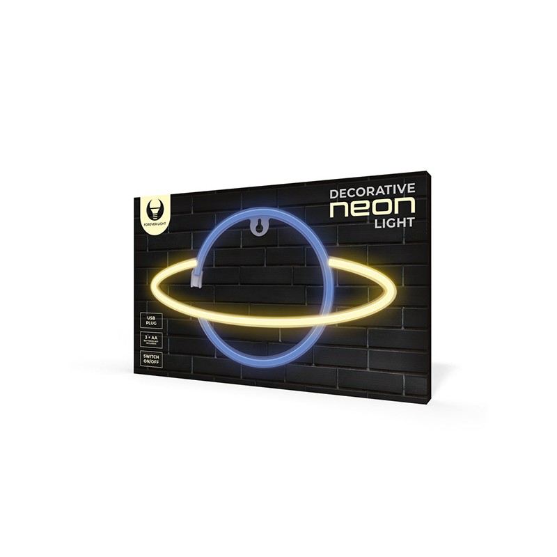 Dekorativní LED neon Saturn modro žlutý