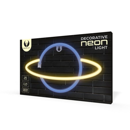 Dekorativní LED neon Saturn modro žlutý
