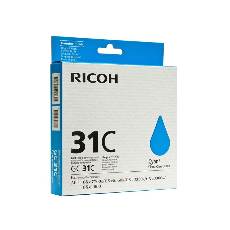 Ricoh originální gelová náplň 405689, typ GC 31C, cyan, DOPRODEJ