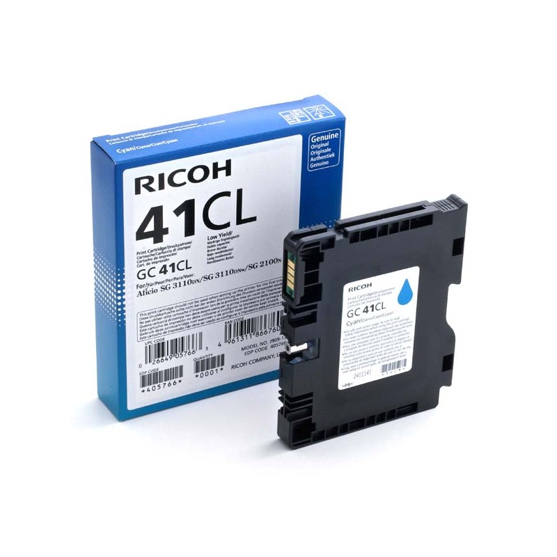 Ricoh originální gelová náplň 405766, GC41C, cyan, 600str.