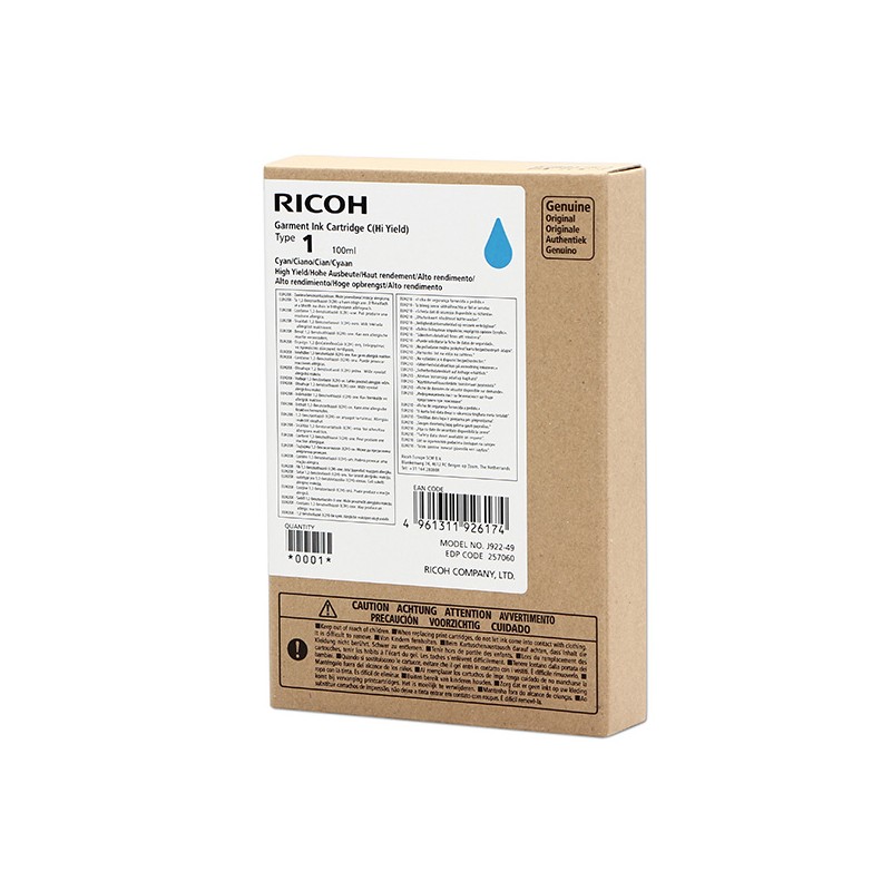 Ricoh originální ink (DTG) typ 100, 257060, cyan, 500str., 100ml
