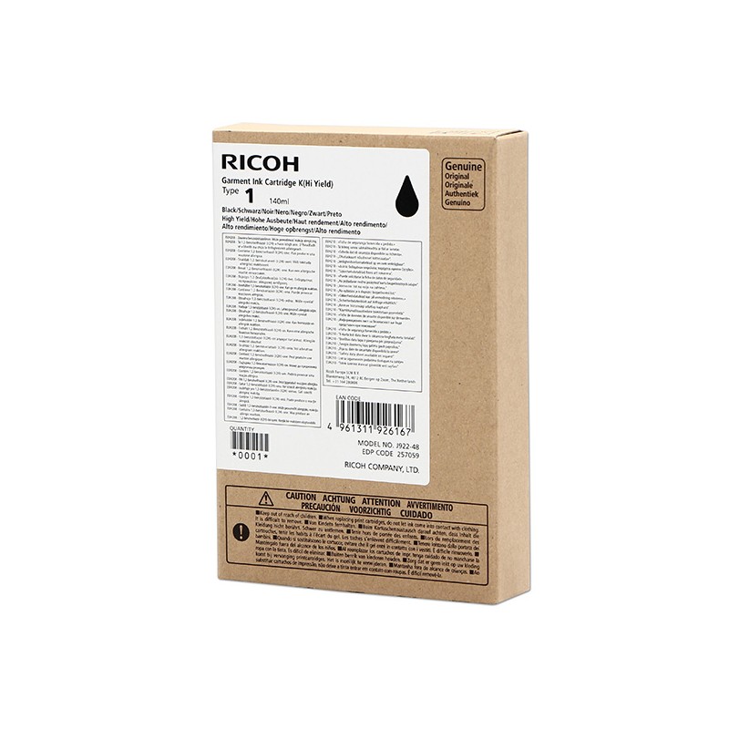 Ricoh originální ink (DTG) typ 100, 257059, black, 600str., 140ml