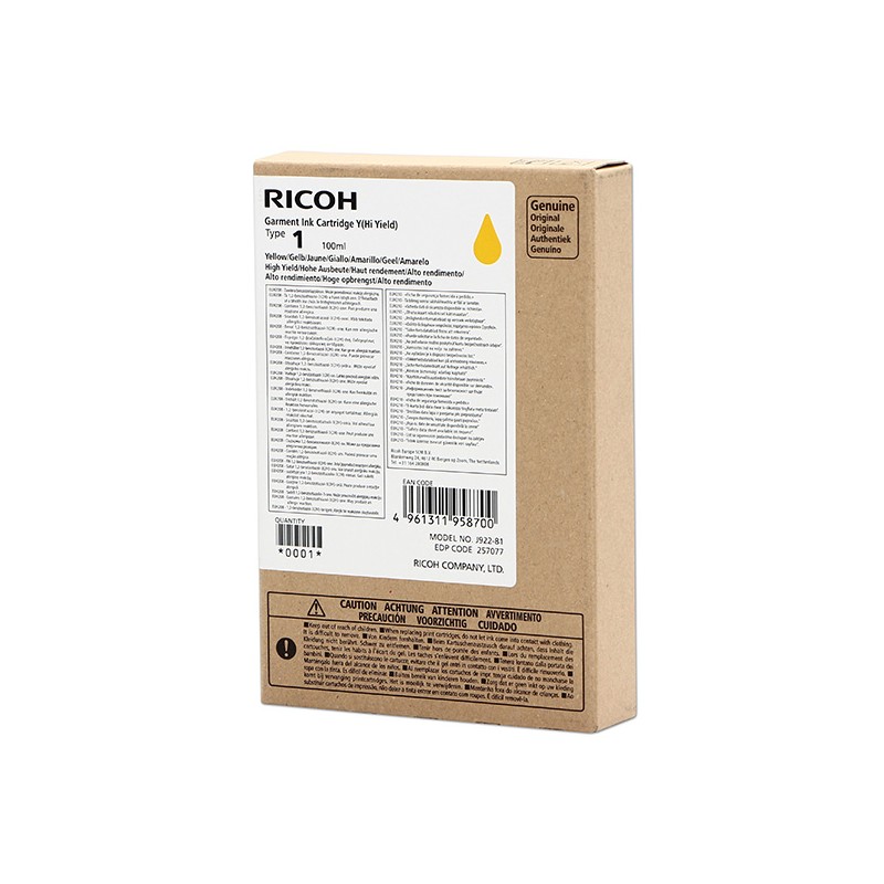 Ricoh originální ink (DTG) typ 100, 257077, yellow, 500str., 100ml