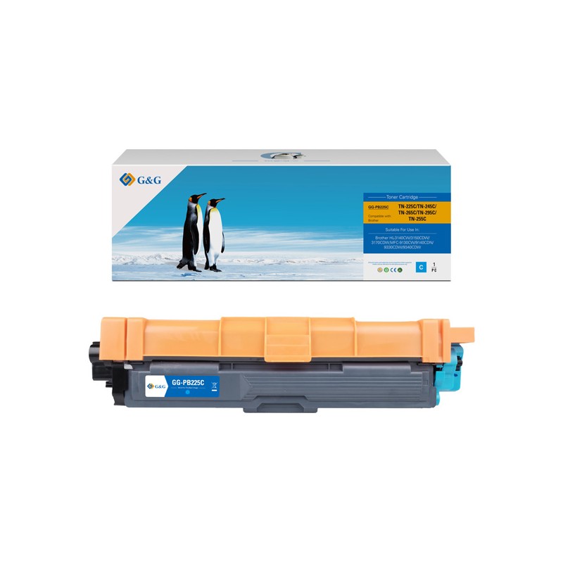 G&G kompatibilní toner s Brother TN245C, TN225C, TN265C, TN295C, TN255C, NT-PB225C, cyan, 2200str.
