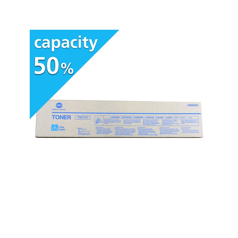 Konica Minolta originální toner TN514C, A9E845H, A9E845F, cyan, 13000str., poloviční kapacita