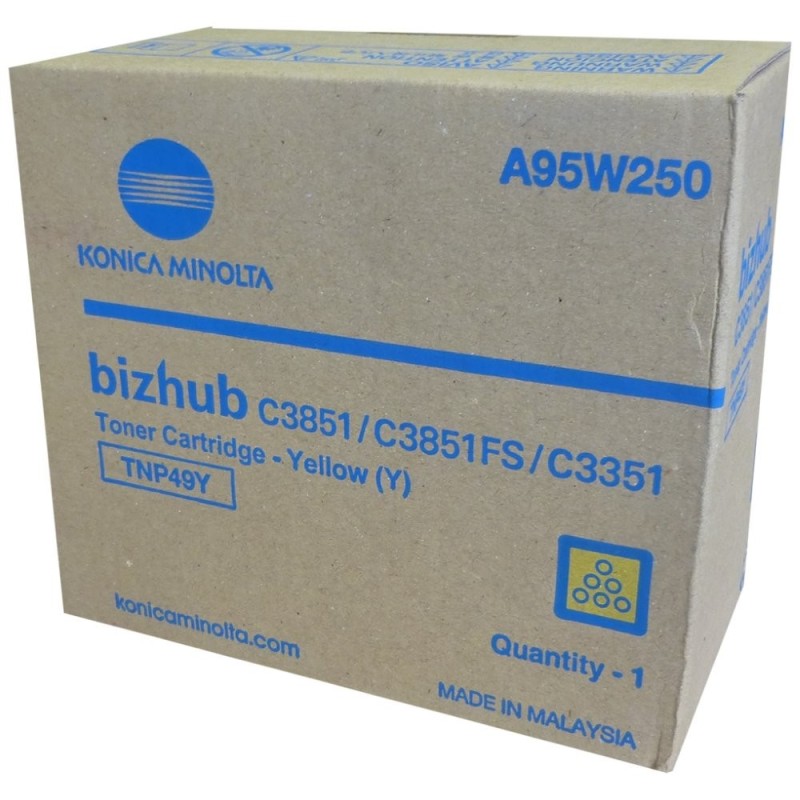 Konica Minolta originální toner A95W250, TNP-49Y, yellow, 12000str., poškozený obal typ B