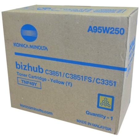Konica Minolta originální toner A95W250, TNP-49Y, yellow, 12000str., poškozený obal typ B