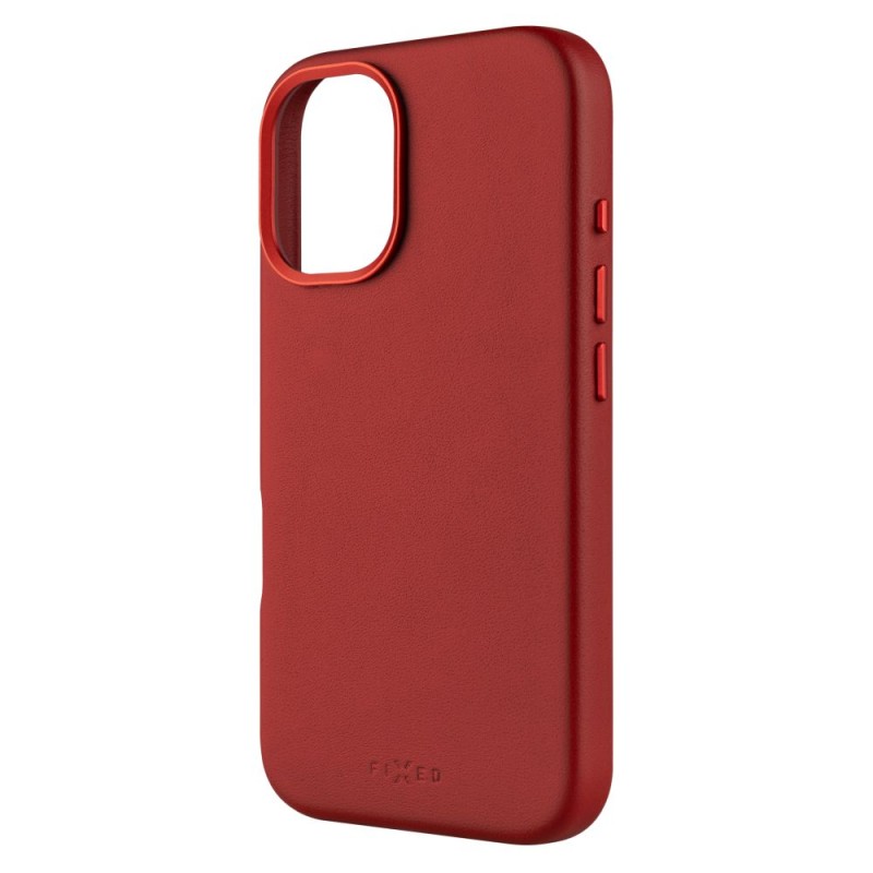 FIXED MagLeather kožený kryt iPhone 16, červený