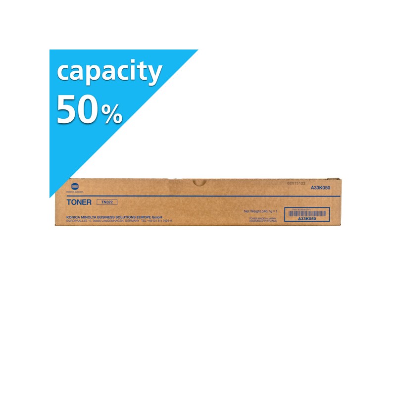 Konica Minolta originální toner A33K05H, TN-322, black, 14400str., poloviční kapacita