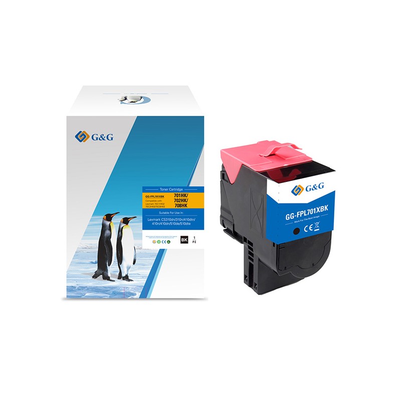 G&G kompatibilní toner s Lexmark 70C2HK0, NT-CL701XFBK, black, 4000str., high capacity, return