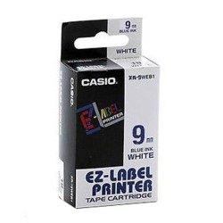 Casio originální páska do tiskárny štítků, Casio, XR-9WEB1, modrý tisk/bílý podklad, nelaminovaná, 8m, 9mm, DOPRODEJ